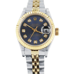 Datejust Rolex Blau Diamant Dial Damenuhr Edelstahl & Gold Jubilee