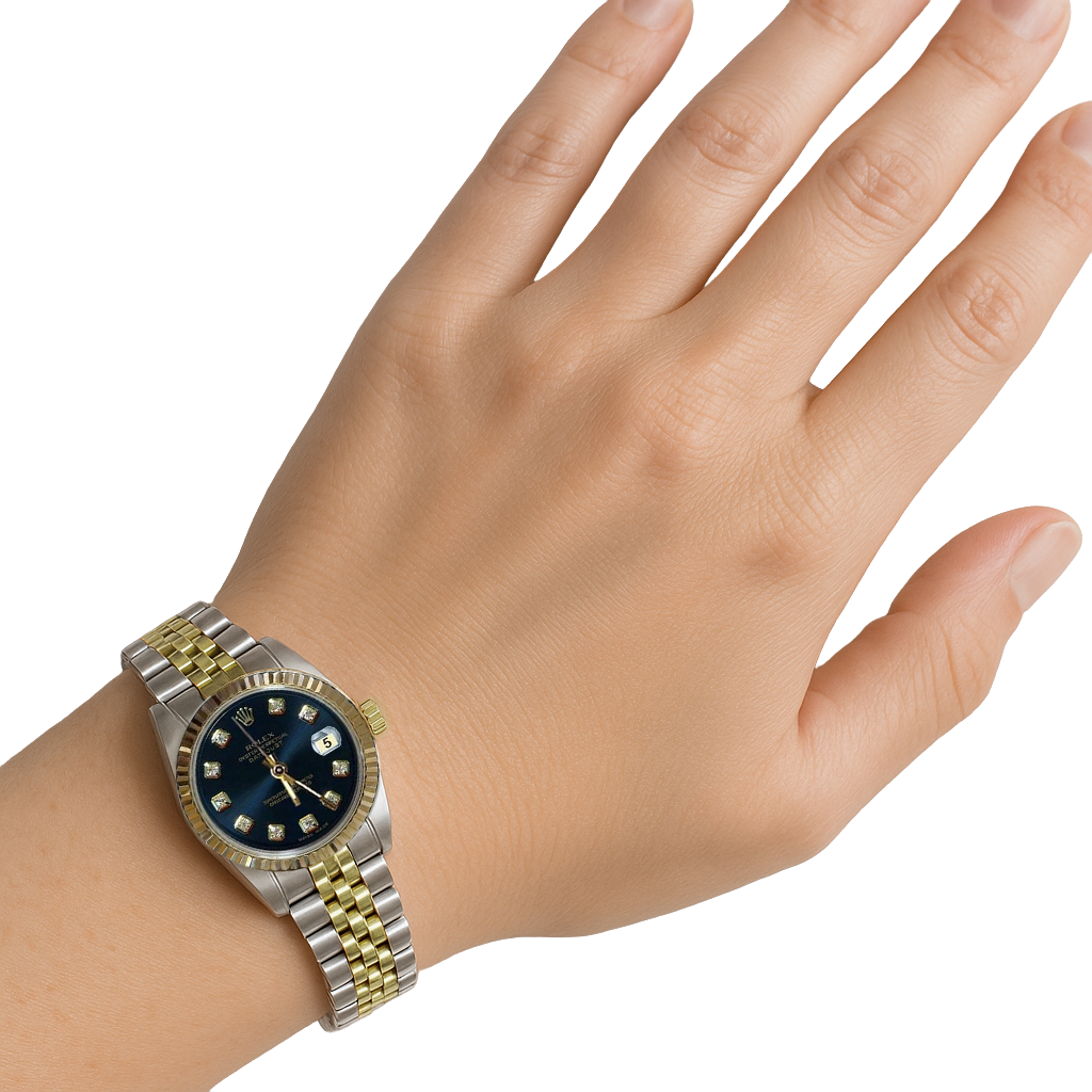 Datejust Rolex Blau Diamant Dial Damenuhr Edelstahl & Gold Jubilee