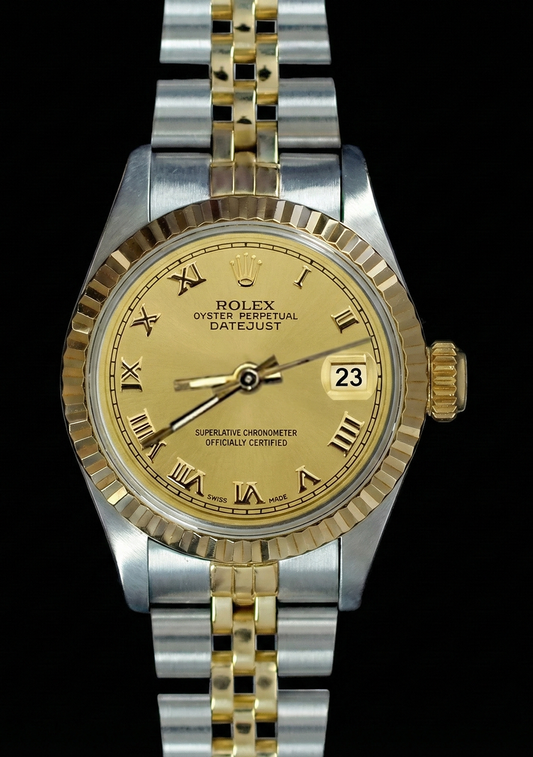 Datejust Rolex Dame Betrachten Edelstahl & Gold Jubilee Champagner Römisches Zifferblatt