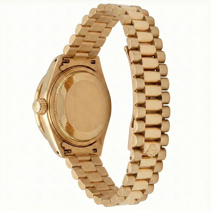 Datejust Rolex Diamant Lünette Präsidial Betrachten Champagner Stick-Zifferblatt Gold