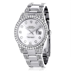 Datejust Rolex Herrenuhr, Diamant-Lünette, Oyster-Armband, Edelstahl