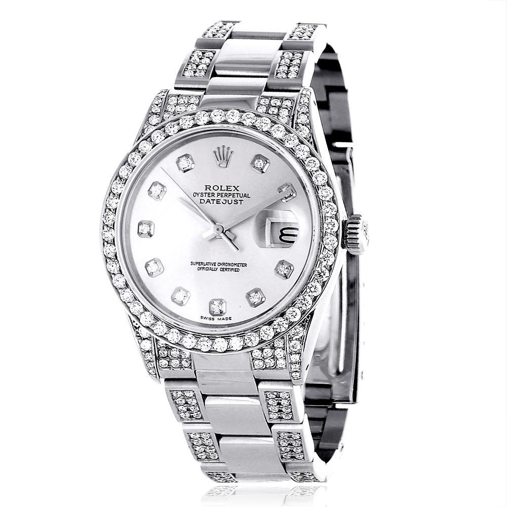 Datejust Rolex Herrenuhr, Diamant-Lünette, Oyster-Armband, Edelstahl
