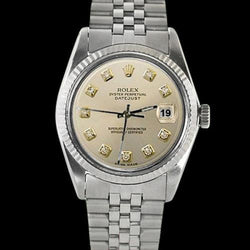 Datejust Rolex Herrenuhr Silber Edelstahl Jubilee Armband geriffelte Lünette