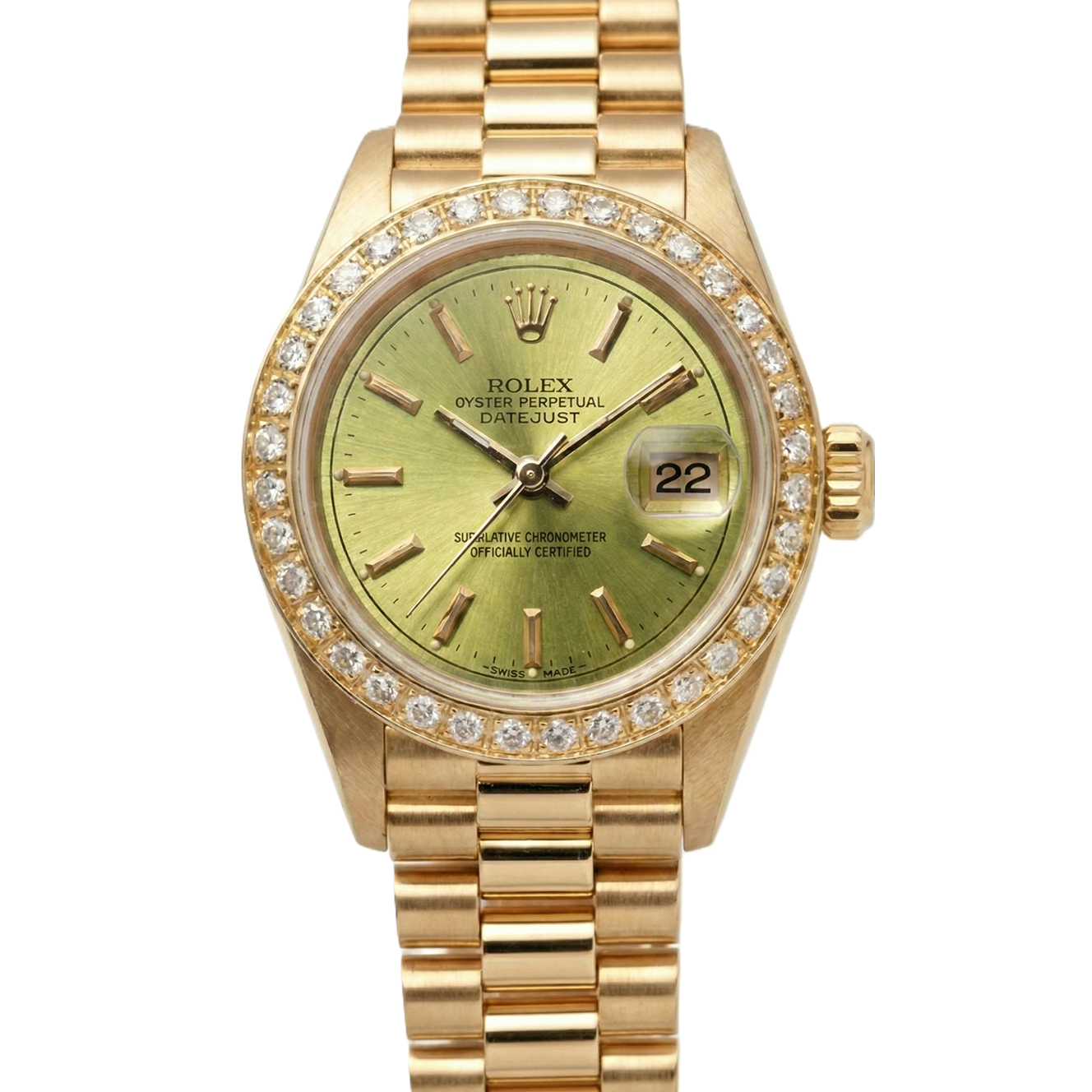 Datejust Rolex Präsidenten-Stil, Diamant-Zifferblatt, Champagner-Zifferblatt, Gold