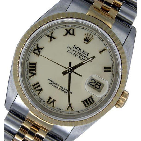 Datejust Rolex Zweifarbig Uhr Herrenuhr römisches Zifferblatt SCHNELLSET
