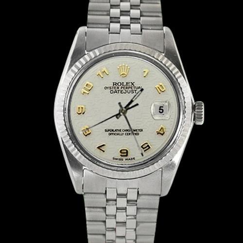 Datejust Uhr mit geriffelter Lünette, Edelstahl, Jubiläum-Armband, Herren-Rolex, SCHNELLES SETZEN
