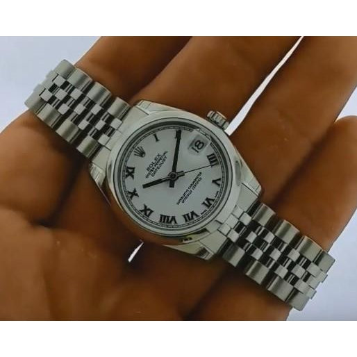 Datejust mittelgroß rolex-Uhr, Jubilee-Armband, weißes Stick-Zifferblatt-Edelstahl