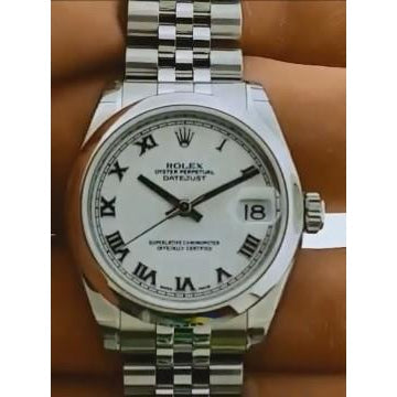 Datejust mittelgroß rolex-Uhr, Jubilee-Armband, weißes Stick-Zifferblatt, Edelstahl1