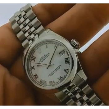 Datejust mittelgroß rolex-Uhr, Jubilee-Armband, weißes Stick-Zifferblatt, Edelstahl2