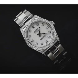 Datejustrolex Mittelgroß-Uhr, individuelles Oyster-Armband mit Diamantlünette, Edelstahl