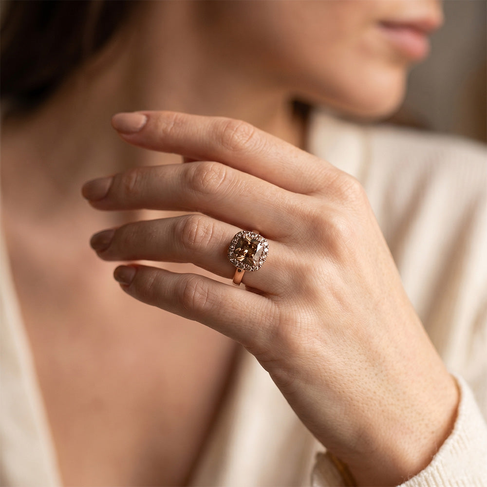 Designer Halo-Ring mit Wüsten-Diamant Diamant – 2 Karat