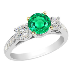 14 Karat Zweifarbig Gold Edler Smaragd Edelstein-Ring
