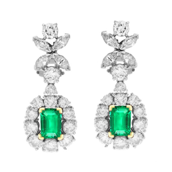 Zweifarbiges 14K Gold Gemstone Earring mit Edler Smaragd – 1,50