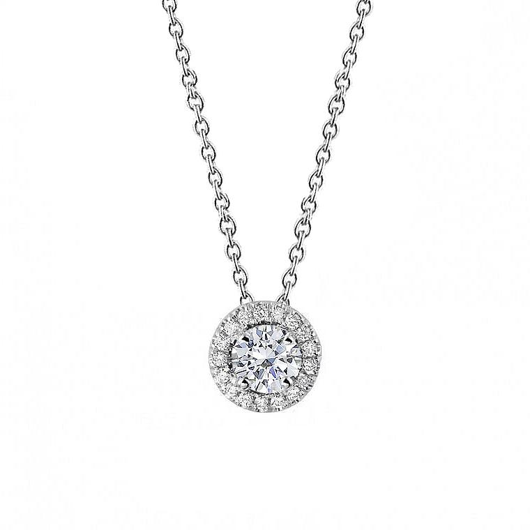 Diamant Damen Halo Anhänger Halskette 1,45ct 14K echtes Weißgold Neu