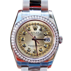 Diamant-Lünette Zifferblatt Damen Herren Rolex-Uhr Edelstahl Zeichenfolge Diamant-Zifferblatt SCHNELLES SET