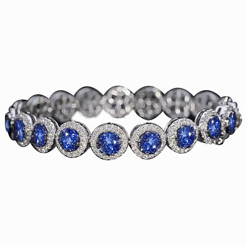 Diamant Tennisarmband Ceylon Blauer Saphir Schmuck