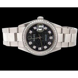 Diamant-Zifferblatt, Lünette, Rolex-Uhr, Edelstahl, Auster-Armband, Datejust, schnell eingestellt