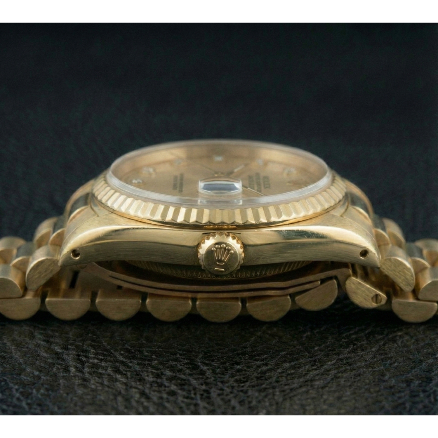 Diamant-Zifferblatt Rolex Präsidial Golduhr Champagnerfarbenes gebürstetes Zifferblatt