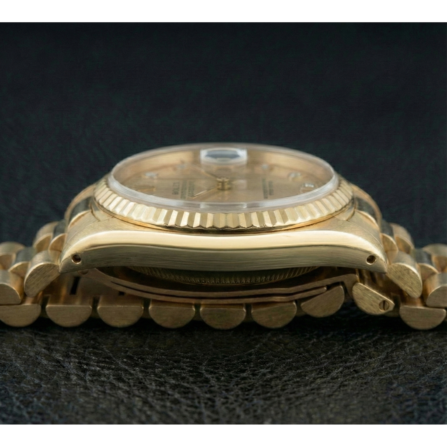 Diamant-Zifferblatt Rolex Präsidial Golduhr Champagnerfarbenes gebürstetes Zifferblatt