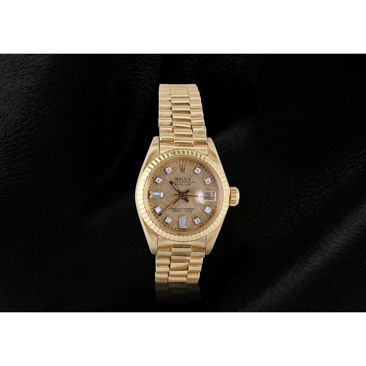 Diamant-Zifferblatt Rolex Präsidial Golduhr Champagnerfarbenes gebürstetes Zifferblatt