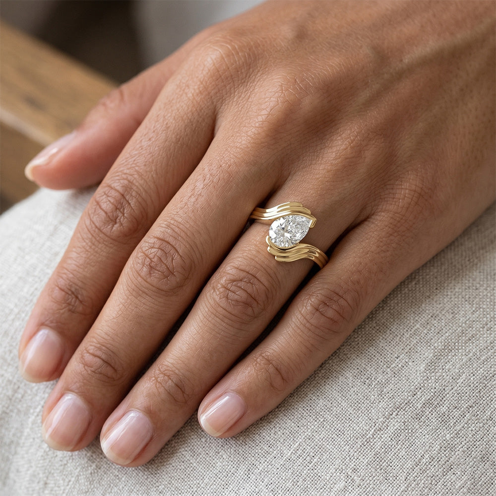 Diamant im Birnen-Schliff Solitär-Verlobungsring 1,50 Karat – 14