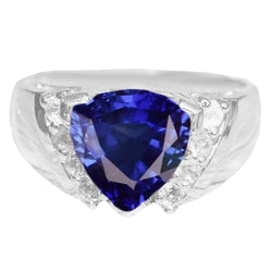 Aus der Erde Abgebauter Natürlicher Diamant Jubiläumsring Trillion Saphir Vintage Style