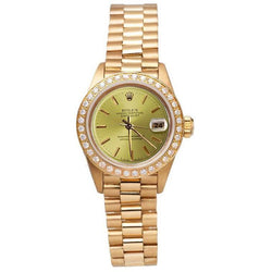 Diamantlünette, Champagner-Zifferblatt, Rolex-Uhr Date just Präsidial