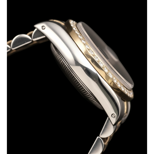 Diamantlünette Rolex Datejust Damenuhr Zifferblatt Jubiläum Edelstahl & Golden