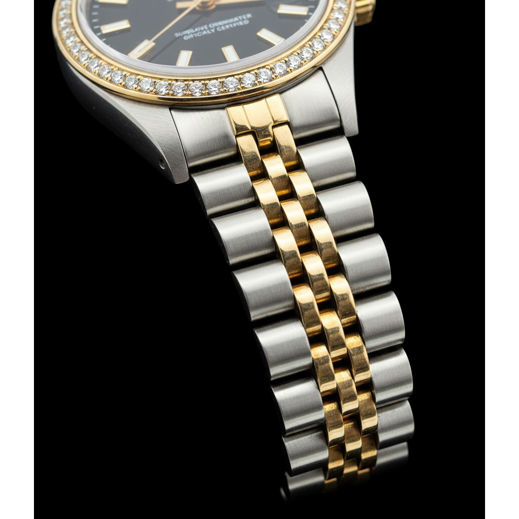 Diamantlünette Rolex Datejust Damenuhr Zifferblatt Jubiläum Edelstahl & Golden