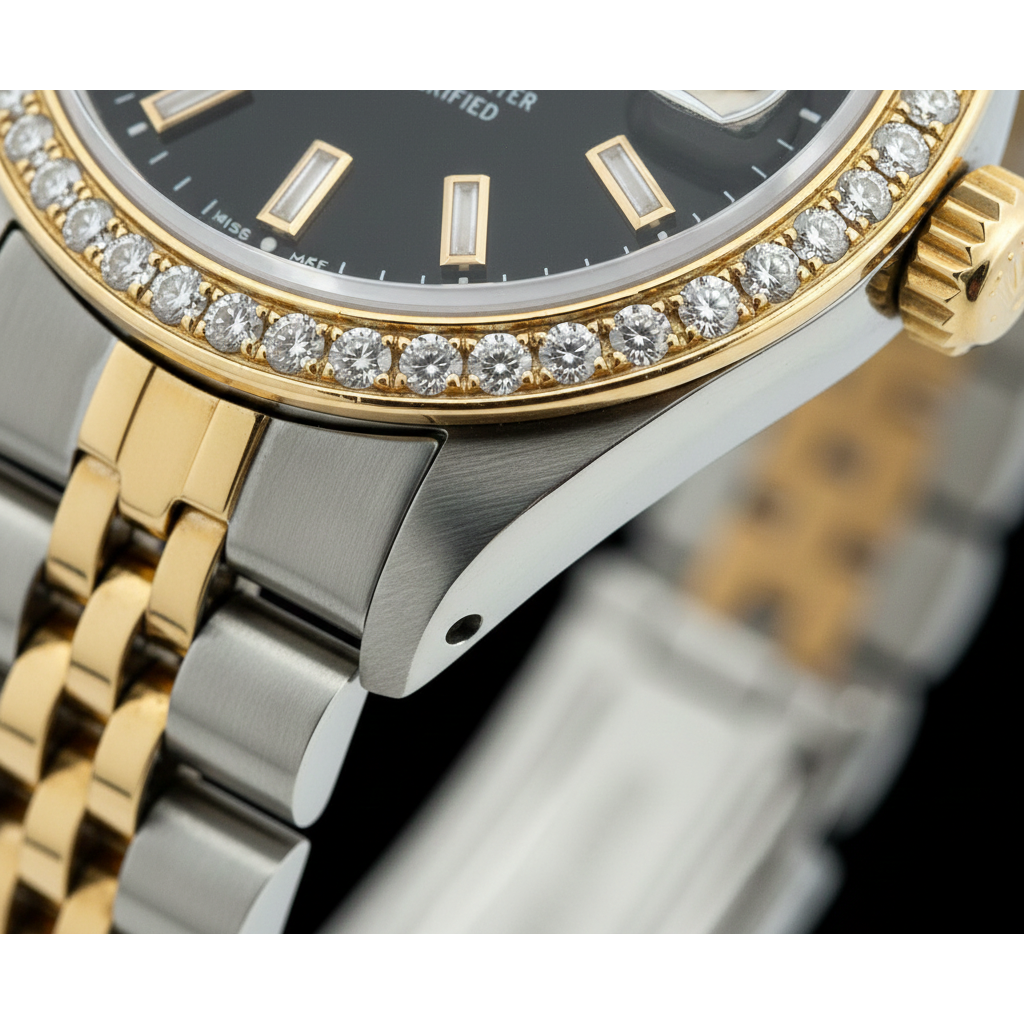 Diamantlünette Rolex Datejust Damenuhr Zifferblatt Jubiläum Edelstahl & Golden
