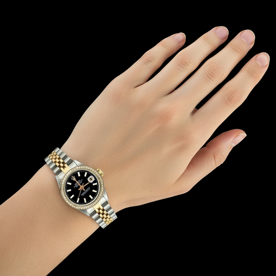 Diamantlünette Rolex Datejust Damenuhr Zifferblatt Jubiläum Edelstahl & Golden P2