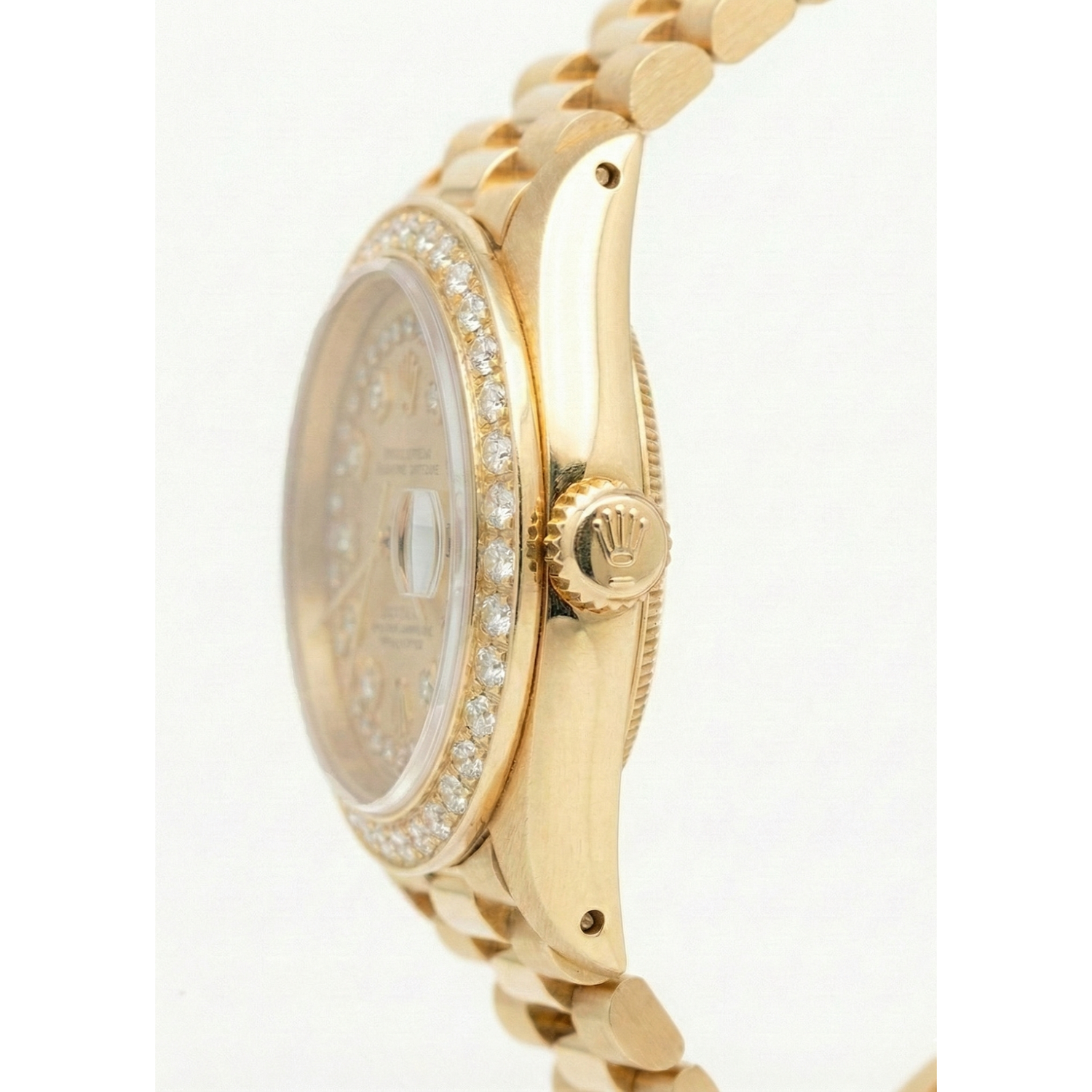 Diamantlünette Rolex Datejust Modell Präsidentenstil Uhr mit zweireihigem Zifferblatt