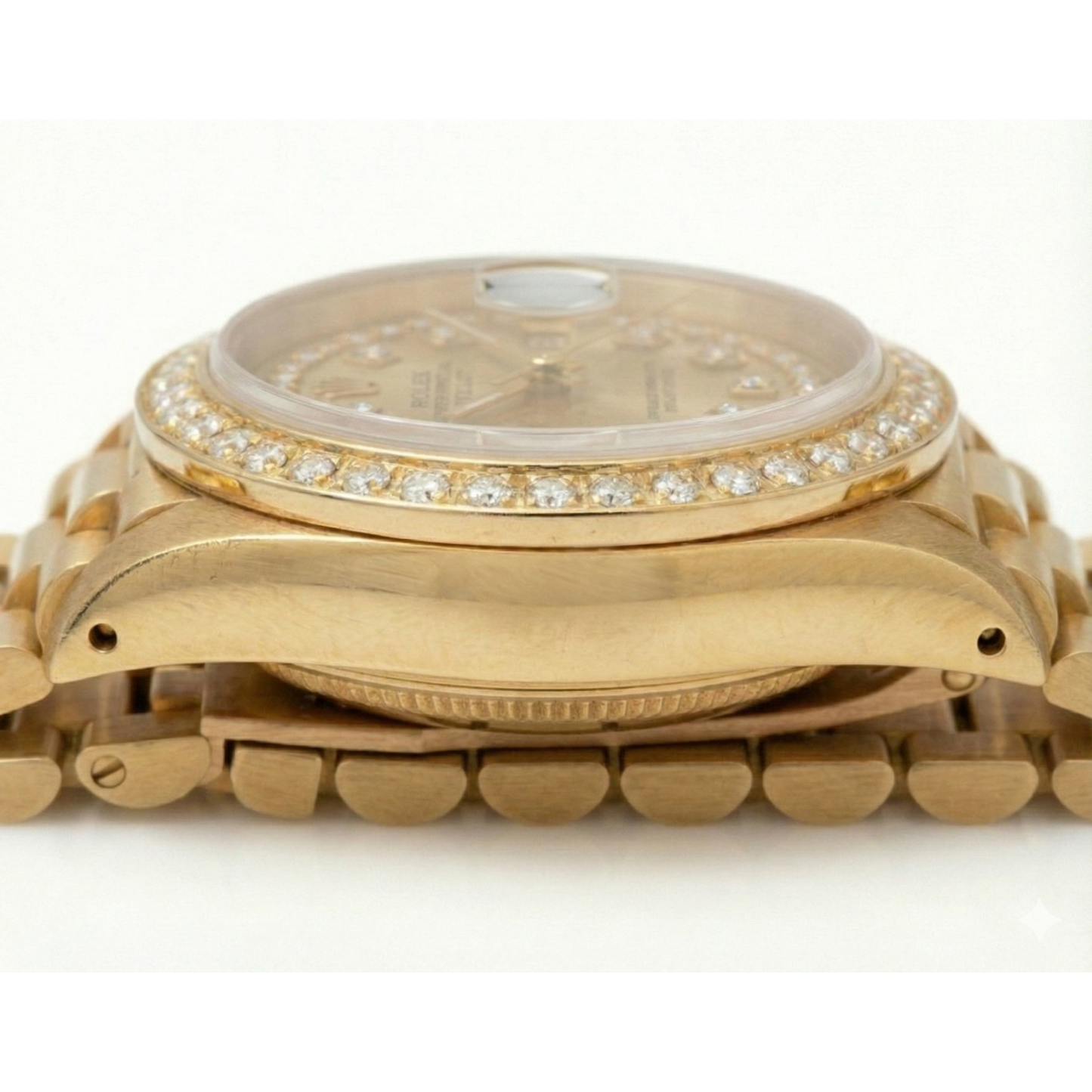 Diamantlünette Rolex Datejust Modell Präsidentenstil Uhr mit zweireihigem Zifferblatt