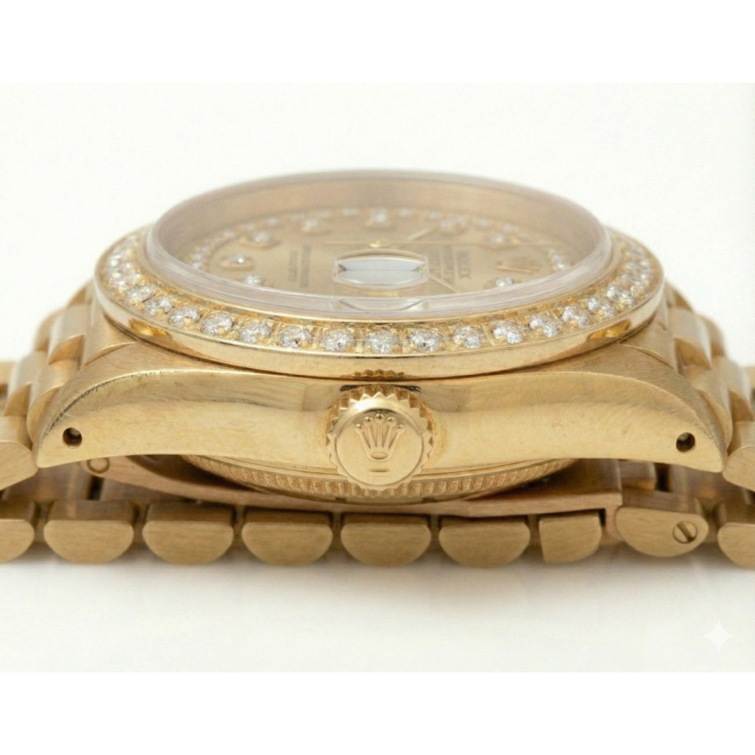 Diamantlünette Rolex Datejust Modell Präsidentenstil Uhr mit zweireihigem Zifferblatt