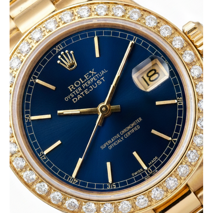 Diamantlünette Rolex Datejust Uhr Dame Präsidentenstil Gold