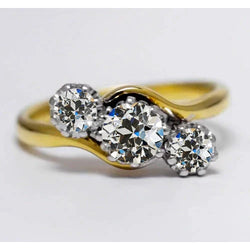 Handgefertigter Edler Diamant Dreisteinring 1 Karat