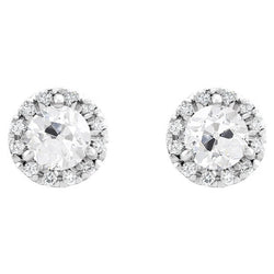 14K Weißgold Diamant Ohrringe – 5-Karat Antik-Kissen-Schliff