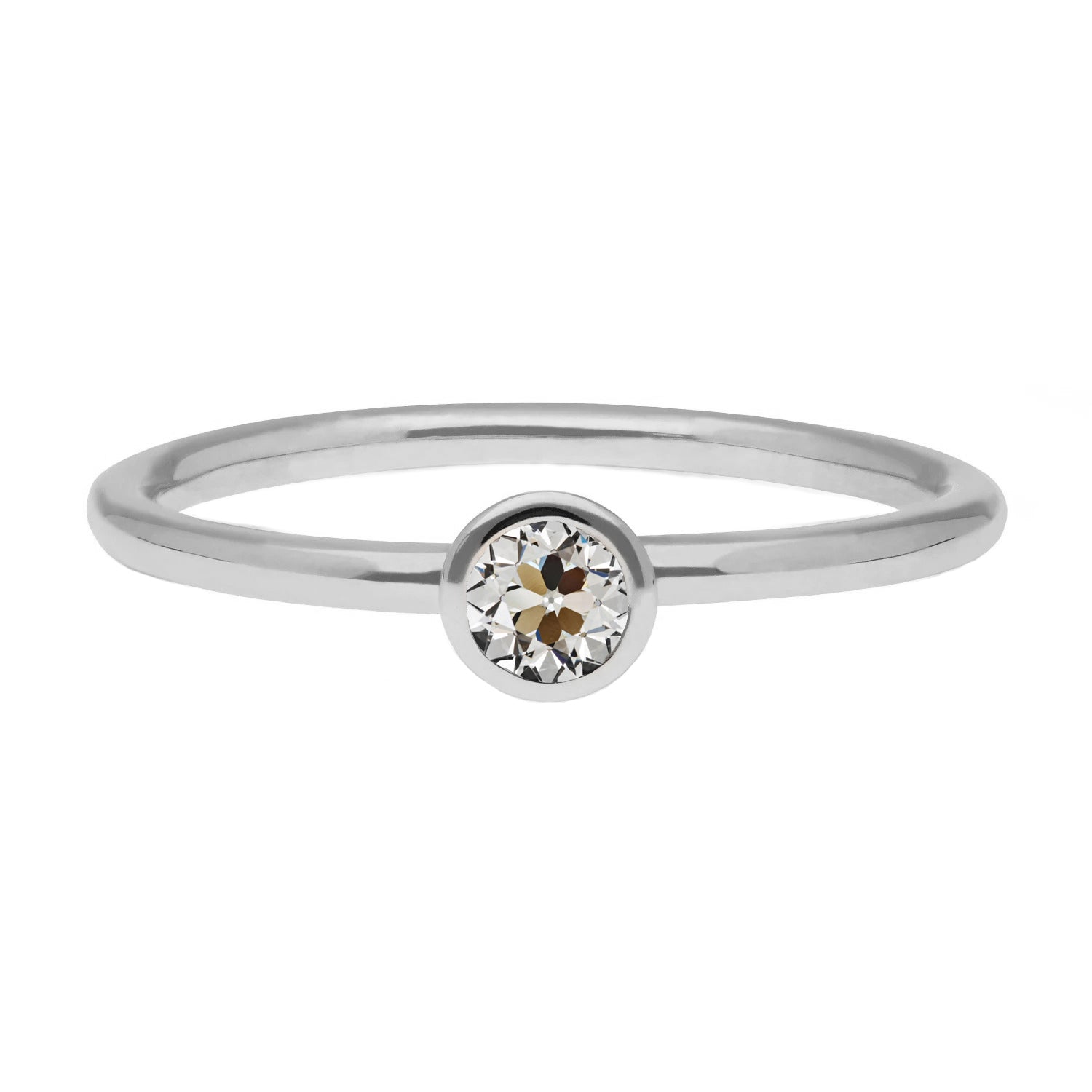 Brillant Antik-Kissen-Schliff Einzelstein-Ring in 14K Weißgold – Hauptansicht