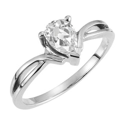 14K Weißgold Gedrehte Schiene Edler Diamant Einzelstein-Ring 2