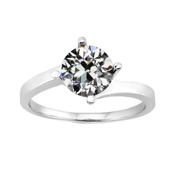 Old Mine Cut Edler Diamant Solitär-Ring in 14K Weißgold – 2,50
