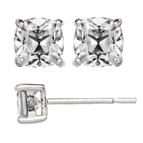 Edler Diamant Cushion Ohrstecker in 14K Weißgold – Hauptansicht