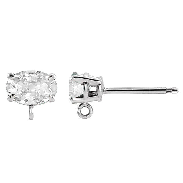 Natürlicher Diamant Ohrstecker 3,50 Karat 14 Karat Weißgold – Frontansicht