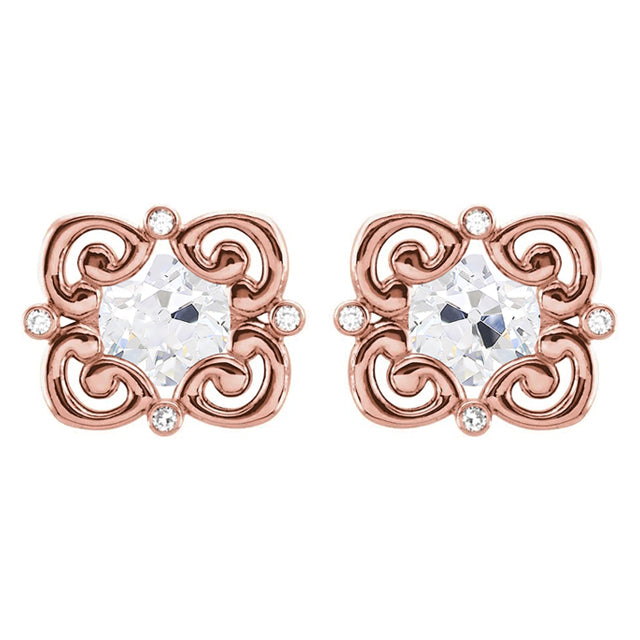 Ohrstecker 14 Karat Roségold mit Brillant – Hauptansicht