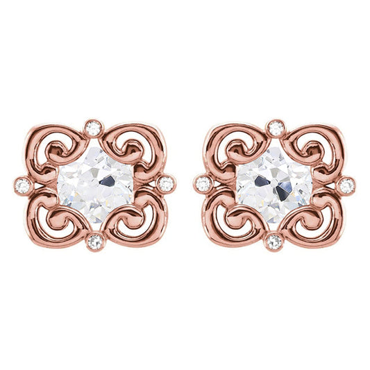 Ohrstecker 14 Karat Roségold mit Brillant – Hauptansicht