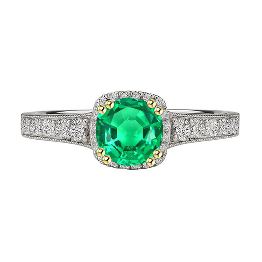 Edelstein-Ring 14 Karat Zweifarbig Gold mit Smaragd – Hauptansicht