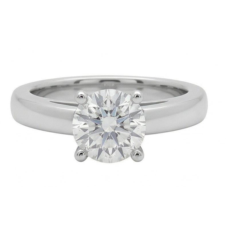 Domfassung 3 Ct. Echt Aus der Erde Abgebauter Natürlicher Diamant-Solitär-Ring aus massivem Weißgold