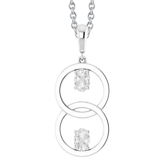 Doppelkreis Natürliche Diamant Anhänger Oval alter Bergmann 2 Stein & Kaution 2 Karat