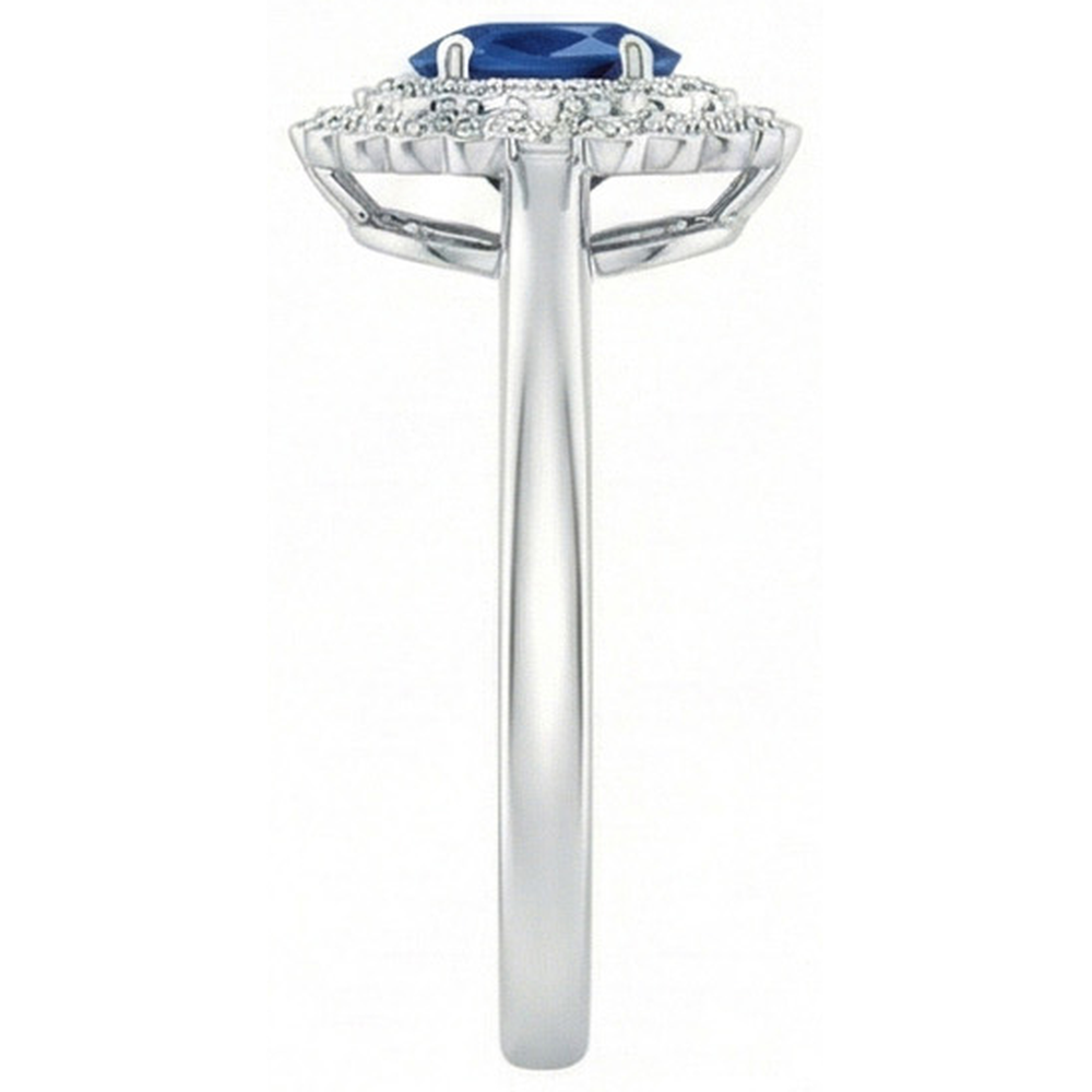 Doppelter Halo Blauer Saphir mit Aus der Erde Abgebauter Natürlicher Diamanten Ring 3.25 Karat