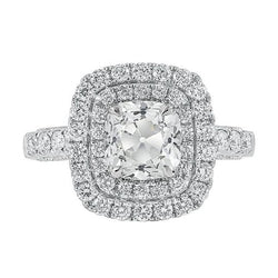 Doppelter Halo Jubiläumsring Gold Old Cut Kissen Echt Aus der Erde Abgebauter Natürlicher Diamant 5,50 Karat