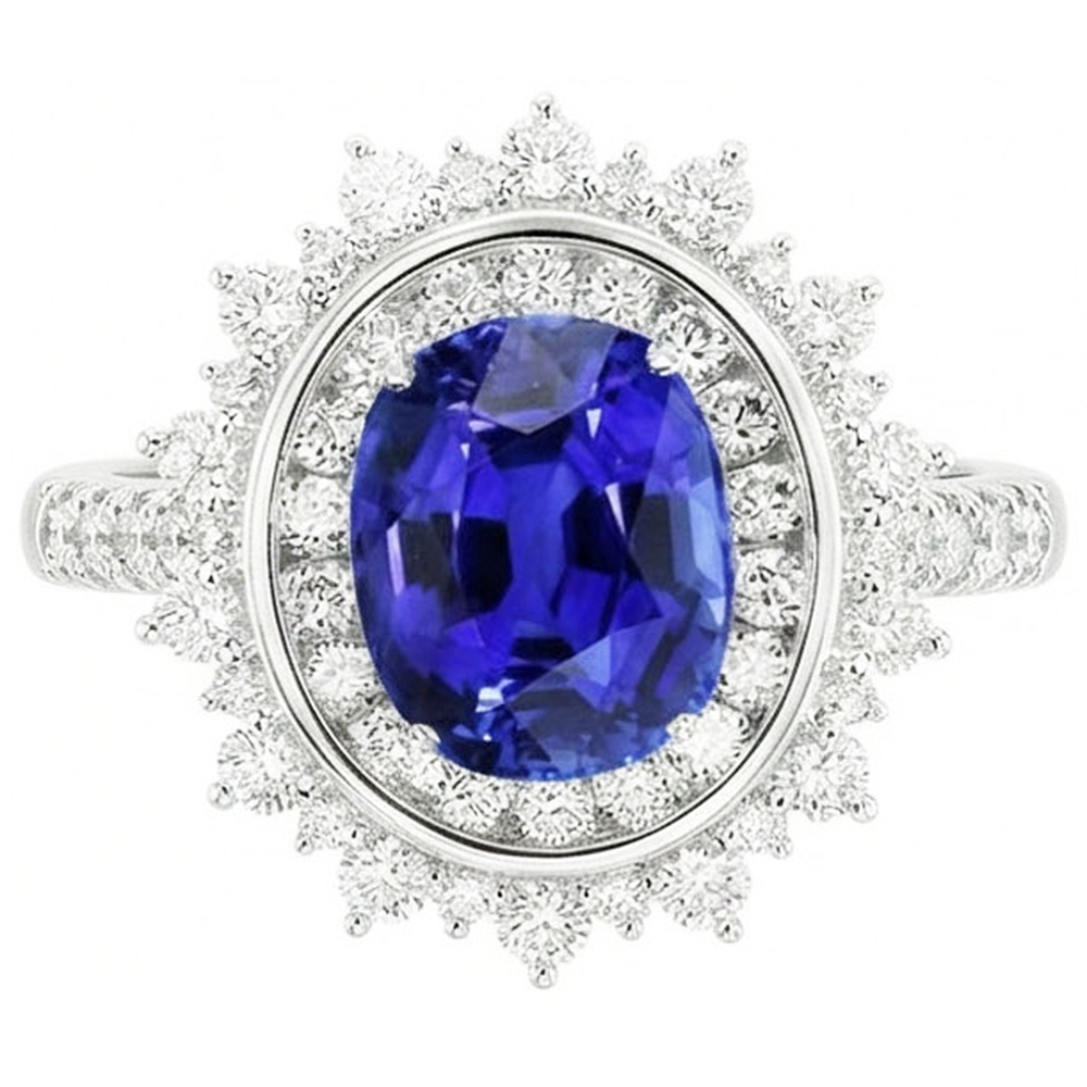 echter oval diamant 4Karat ring Detailansicht